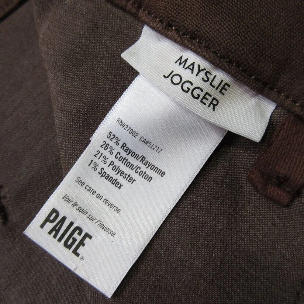 NWT Paige Mayslie Jogger in Chicory Coffee Luxe Coated Transcend Stretch Jean 34